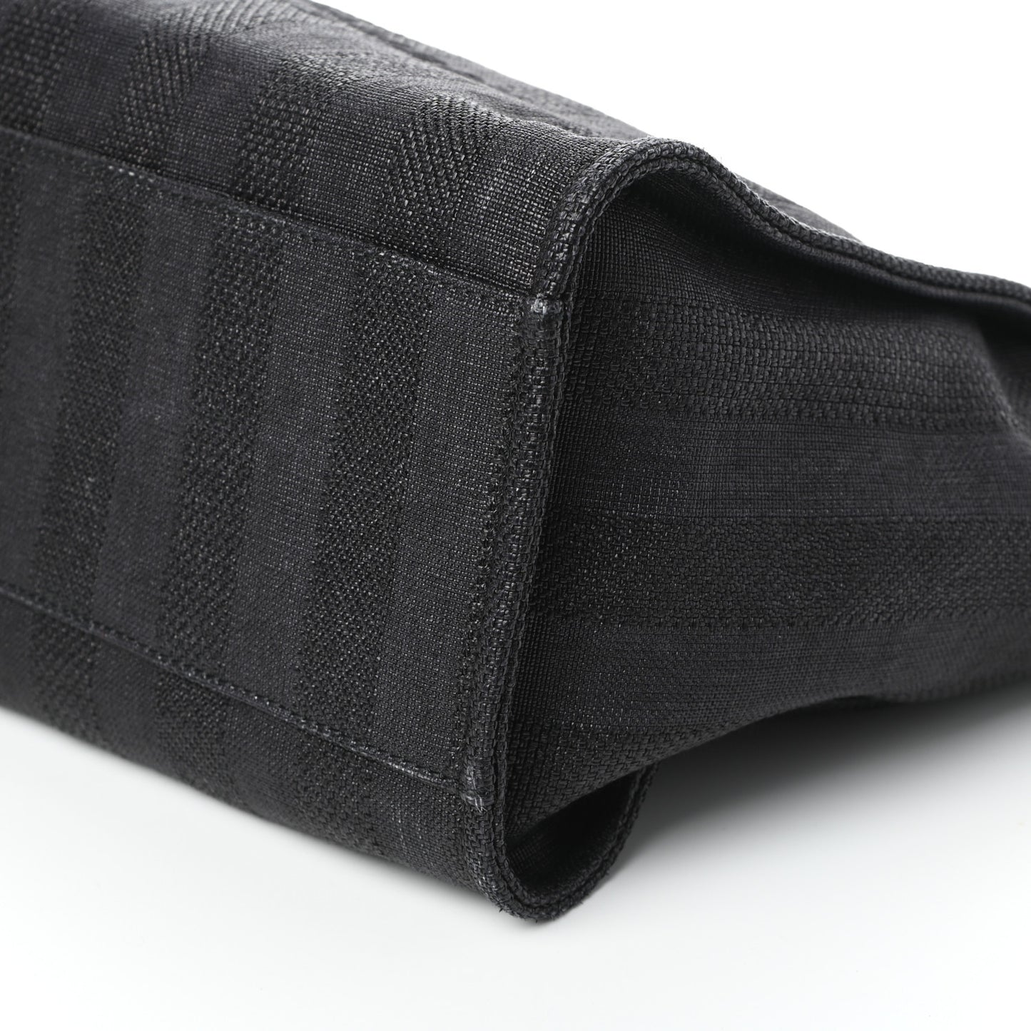 Mixed Fibers Calfskin Striped Medium Deauville Tote Black
