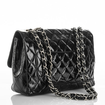 Chanel Distressed Patent Quilted Jumbo Single Flap Black 3 of 7