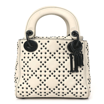 Christian Dior Ultra Matte Calfskin Studded Mini Supple Lady Dior White Black 1 of 12