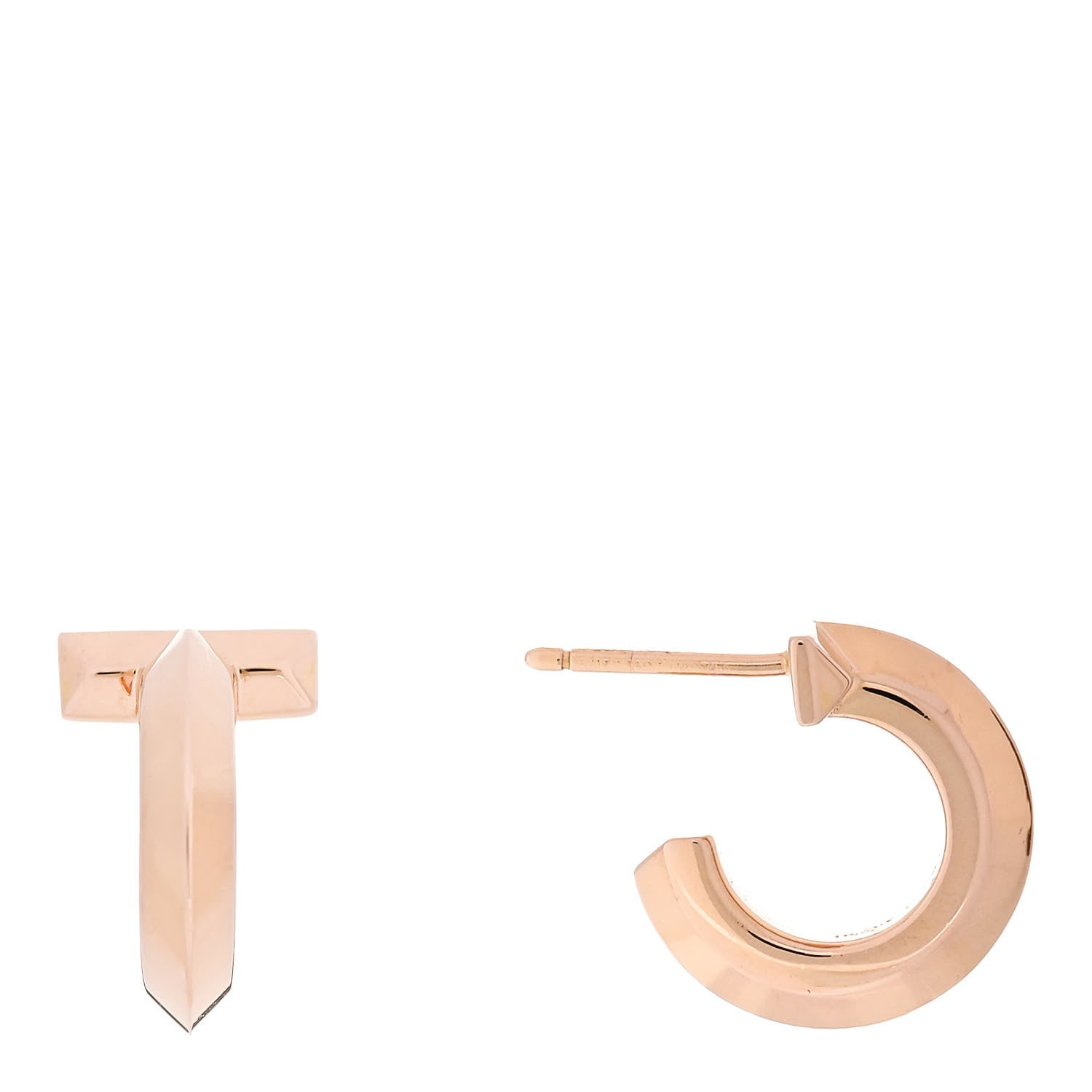 Tiffany 18K Rose Gold T1 Hoop Earrings 1 of 5