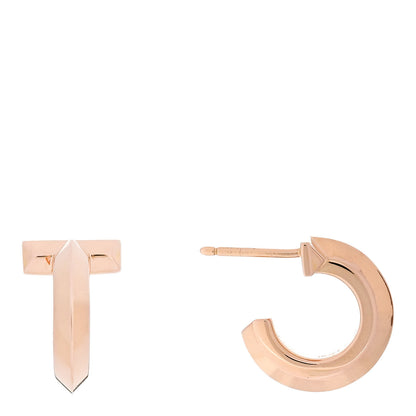 Tiffany 18K Rose Gold T1 Hoop Earrings 1 of 5
