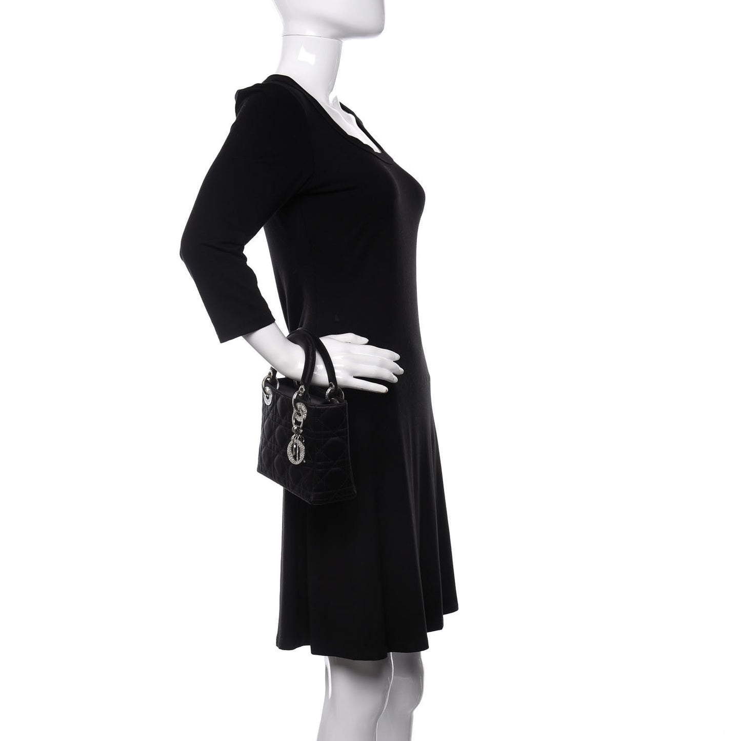 Satin Swarovski Crystal Cannage Mini Lady Dior Black