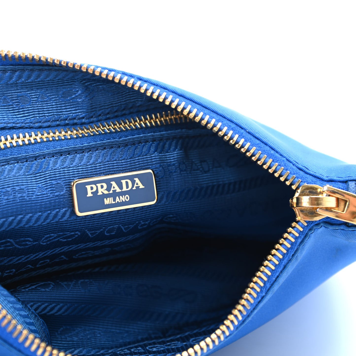 Tessuto Nylon Saffiano Wristlet Azzurro