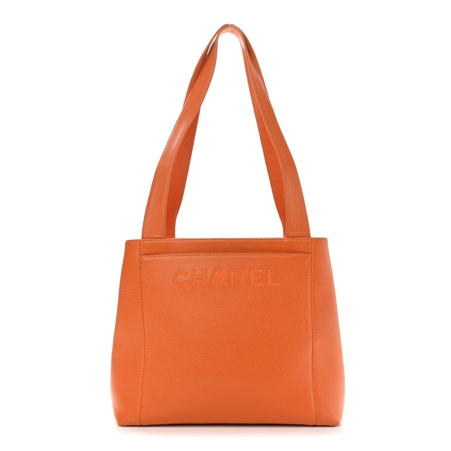 Chanel Caviar Logo Shoulder Bag Orange 1 of 11