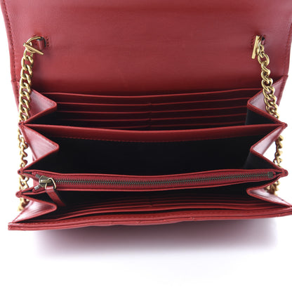 Gucci Calfskin Matelasse GG Marmont Chain Wallet Hibiscus Red 5 of 11