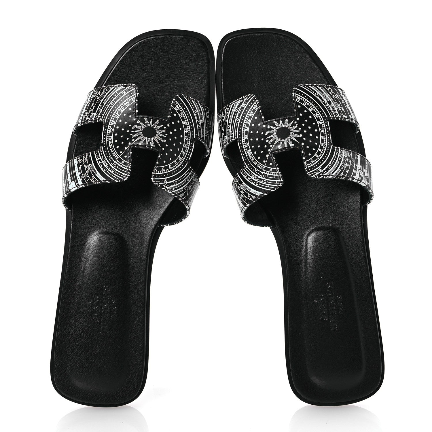 Hermes Calfskin Astrologie Bandana Oran Sandals 36.5 Black 2 of 13