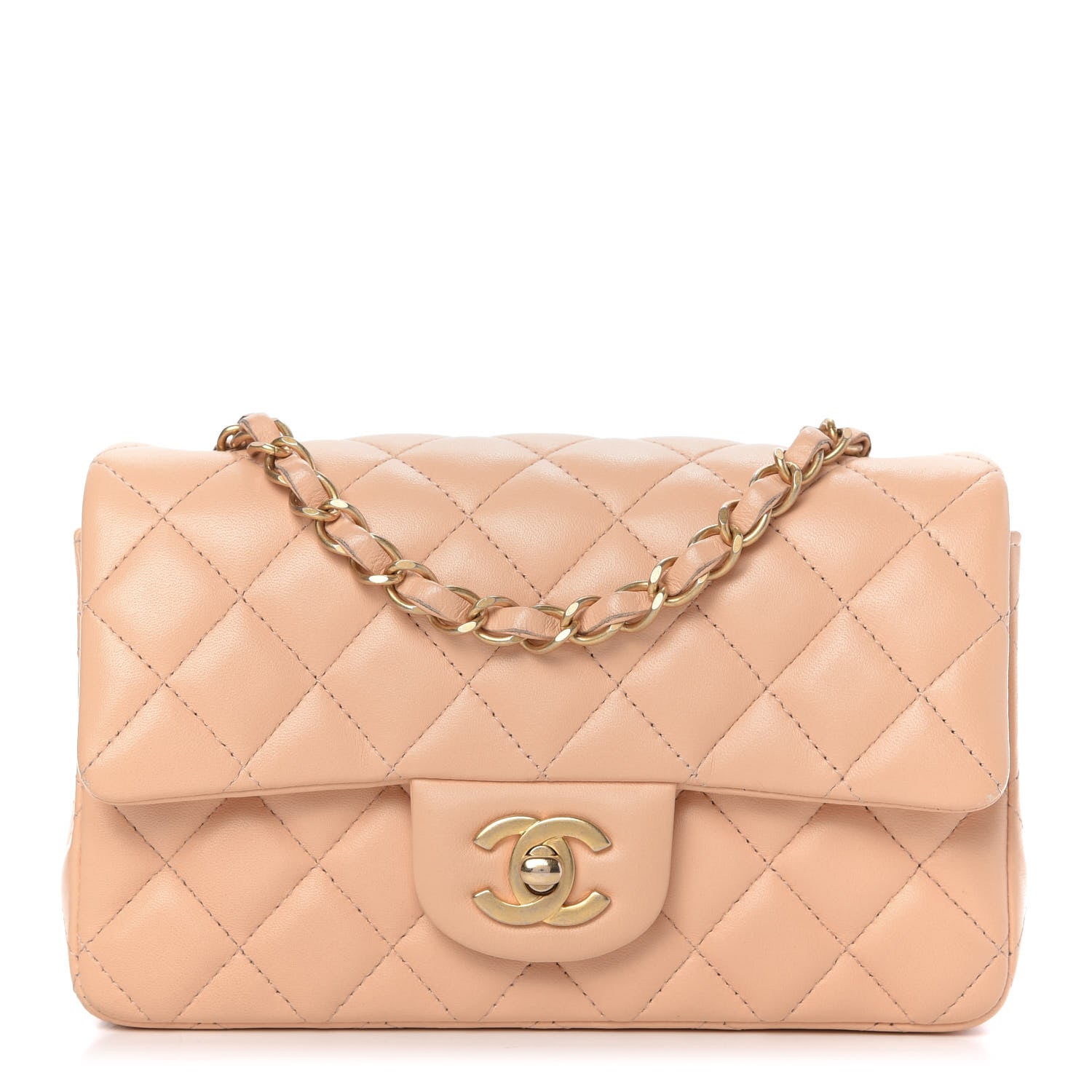Chanel Lambskin Quilted Mini Rectangular Flap Beige 1 of 11