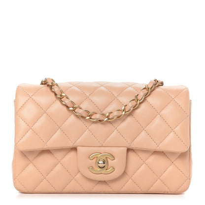 Chanel Lambskin Quilted Mini Rectangular Flap Beige 1 of 11