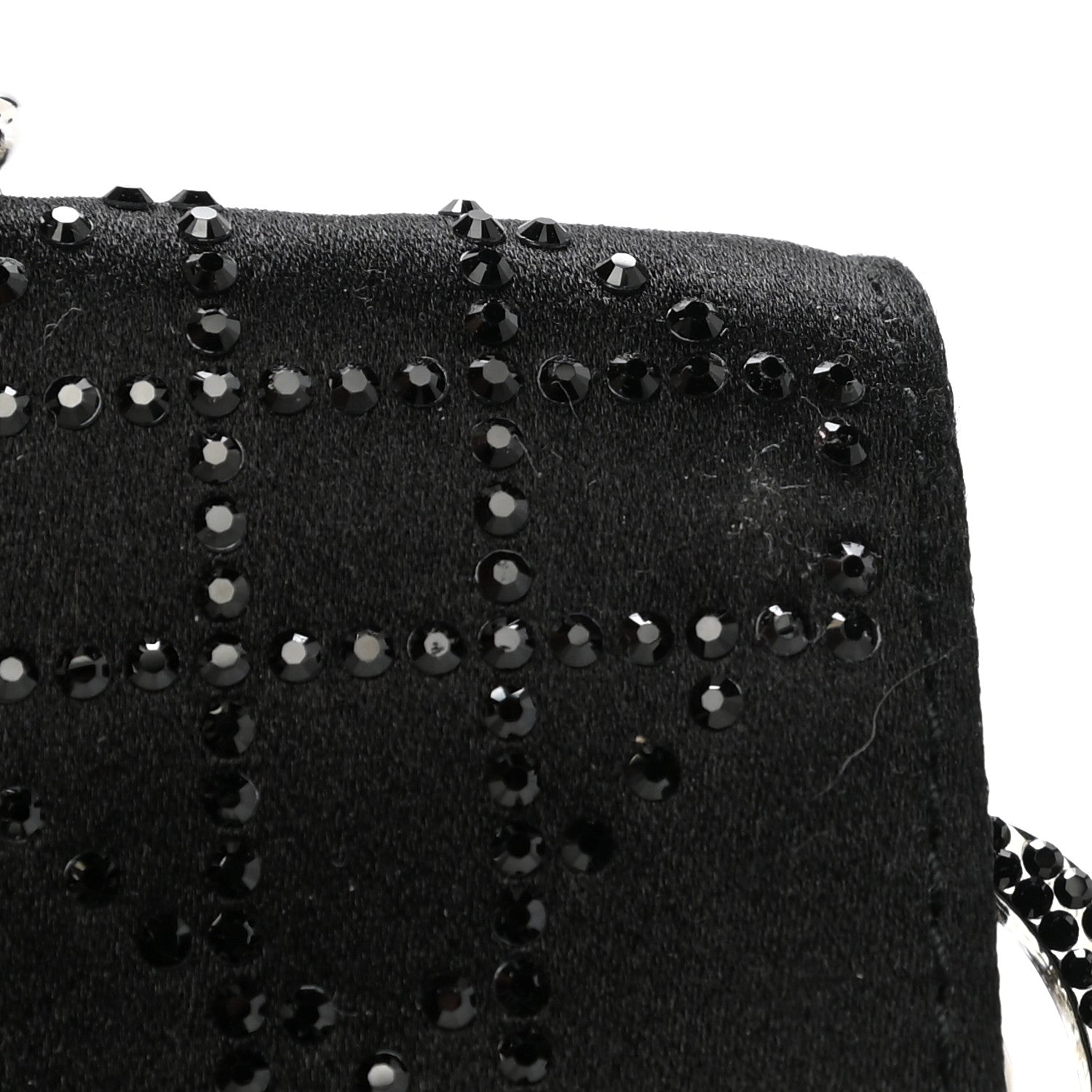 Christian Dior Satin Crystal Cannage Flap Clutch Black 11 of 11