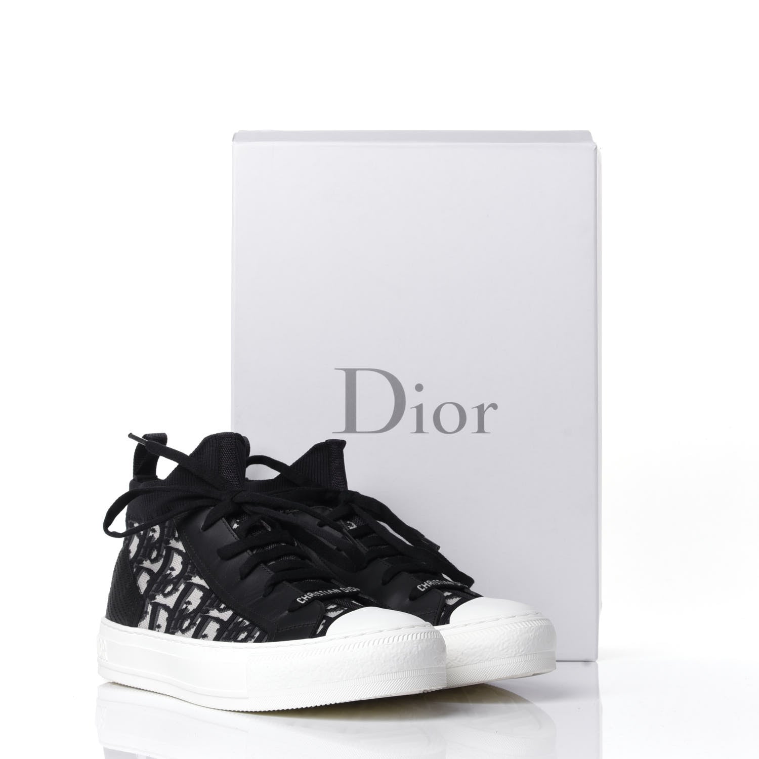 Christian Dior Technical Knit Calfskin Oblique Womens Walk'n Dior Mid Top Sneakers 37.5 Deep Blue 11 of 11