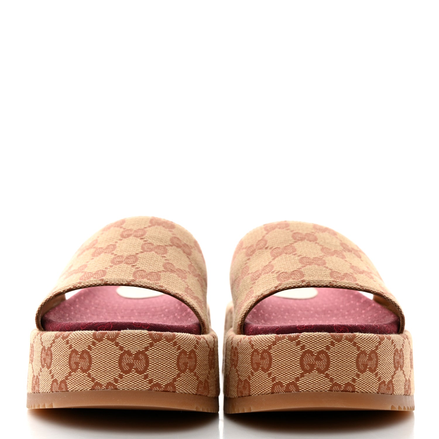 Gucci Canvas GG Monogram Angelina Platform Slide Sandals 39.5 Beige Ruggine 2 of 9