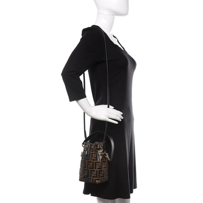 Fendi Vitello Liberty F is Fendi Bi-Color FF 1974 Embossed Mini Mon Tresor Bucket Bag Maya Black 3 of 12