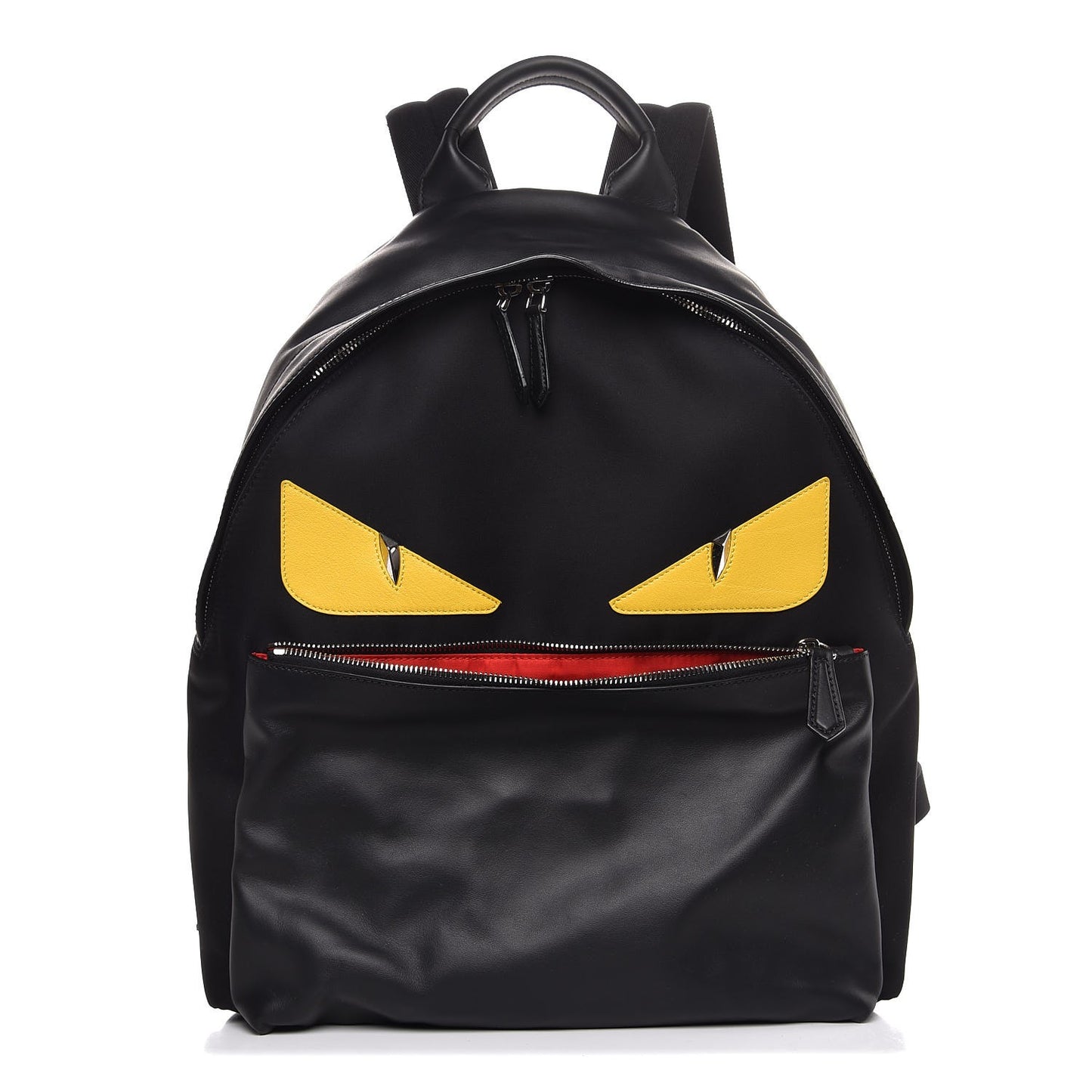 Nylon Vitello Liberty Vitello Dolce Monster Eyes Rounded Backpack Black Sunflower
