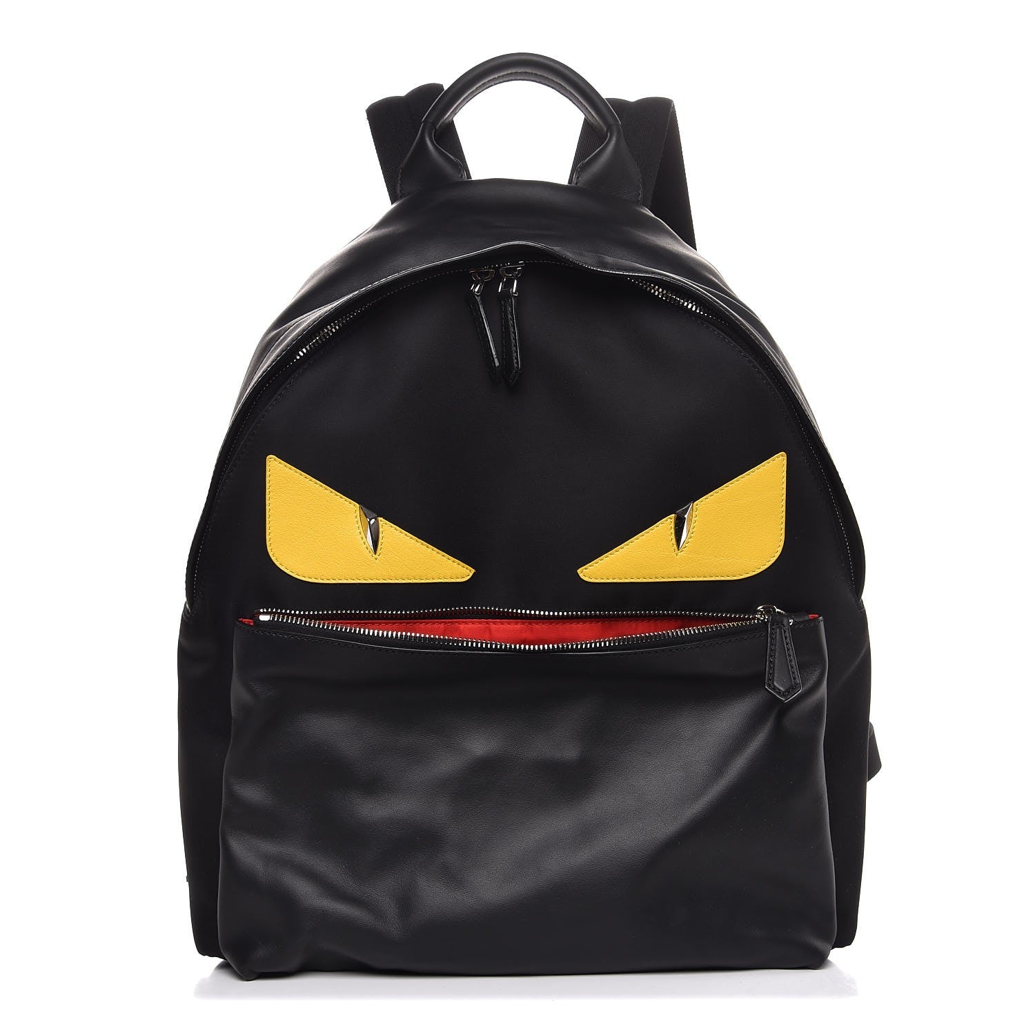 Fendi Nylon Vitello Liberty Vitello Dolce Monster Eyes Rounded Backpack Black Sunflower 1 of 7