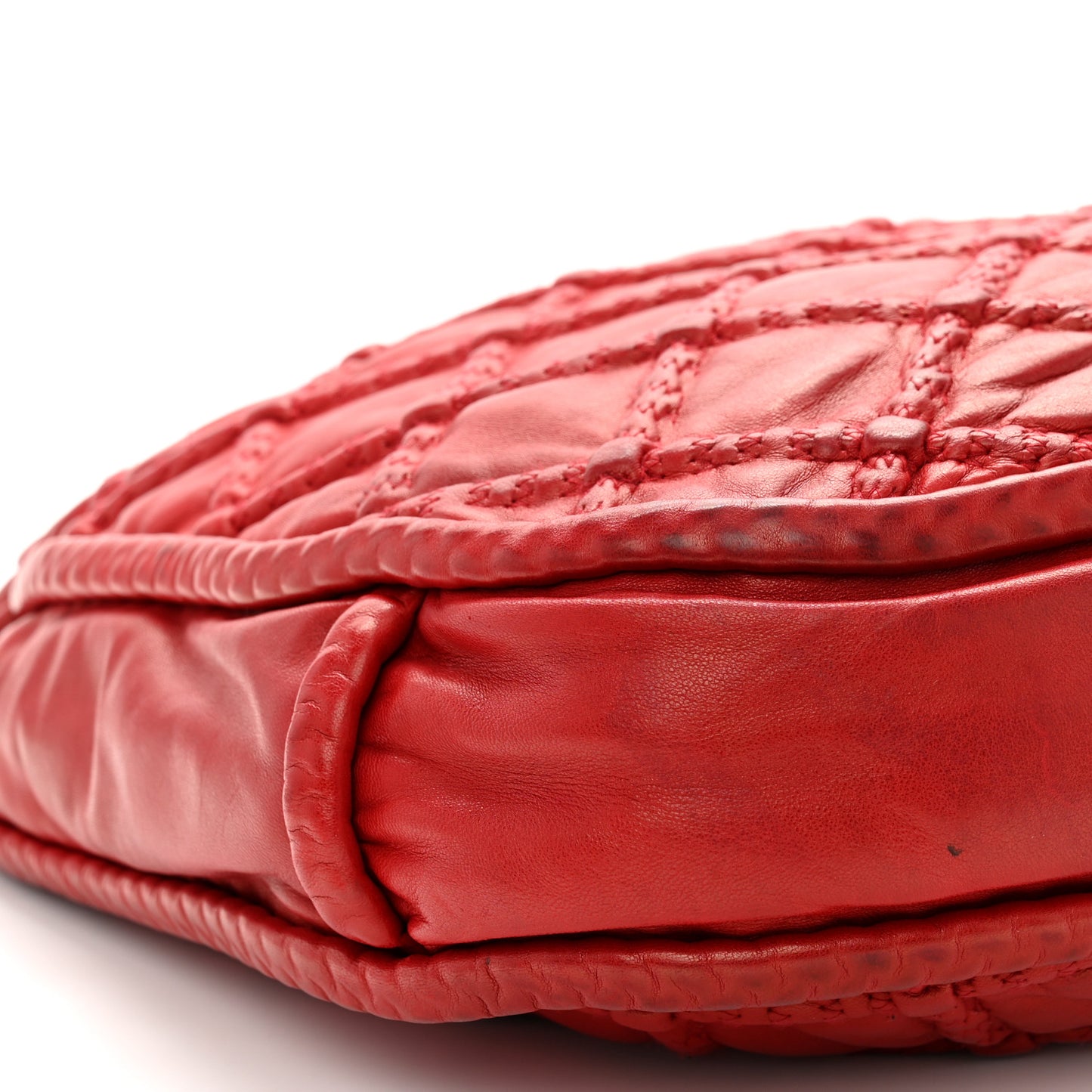 Quilted Lambskin Hidden Chain Hobo Red