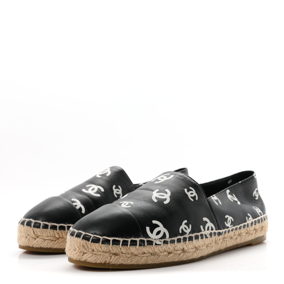 Lambskin Printed CC Espadrilles 39 Black White