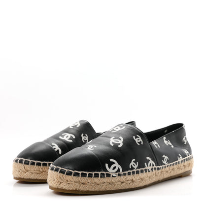 Chanel Lambskin Printed CC Espadrilles 39 Black White 4 of 11