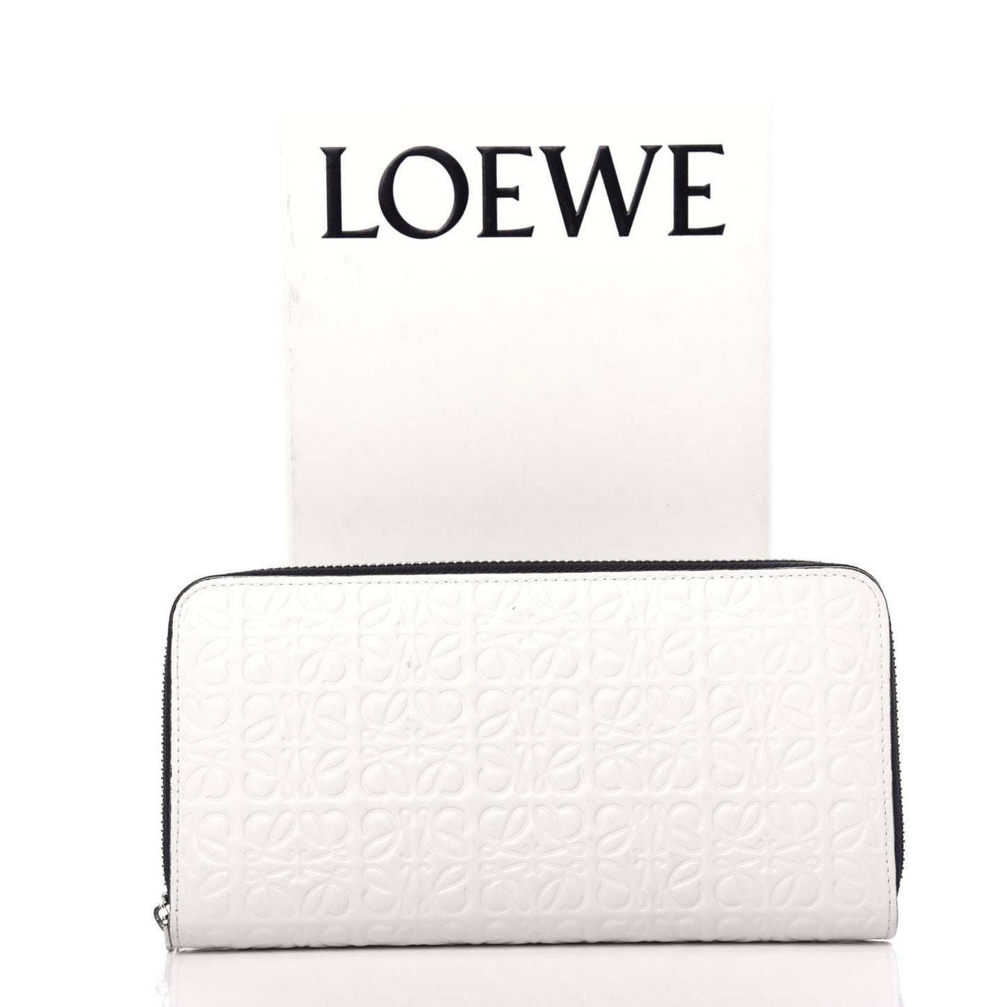 Calfskin Embossed Repeat Zip Wallet Light Oat