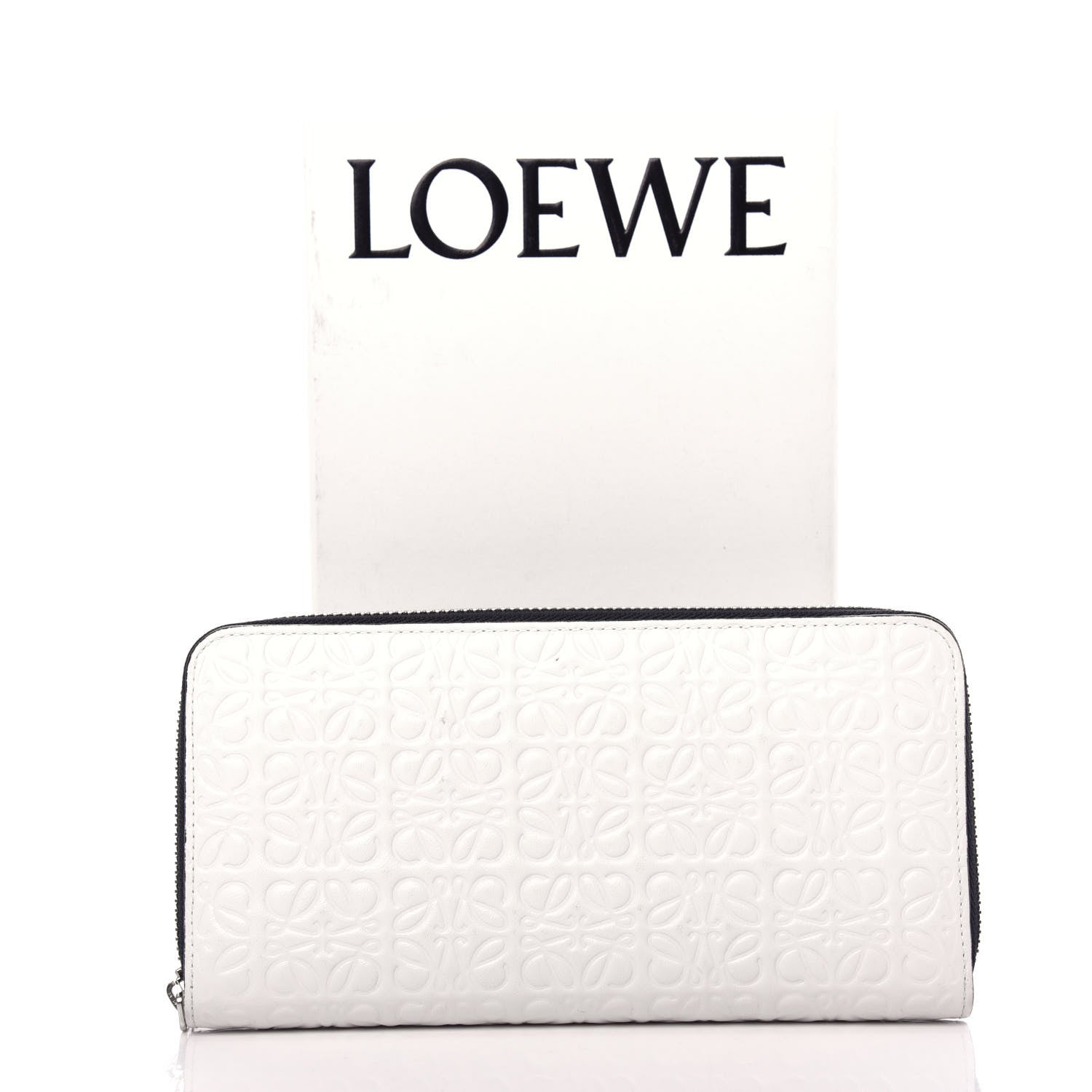 Loewe Calfskin Embossed Repeat Zip Wallet Light Oat 8 of 9