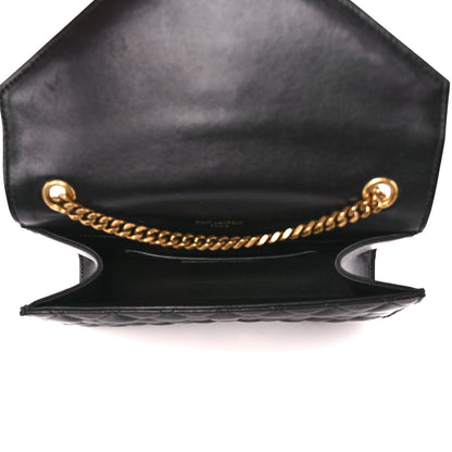Saint Laurent Lambskin Mixed Matelasse Triquilt Small Monogram Satchel Black 5 of 12