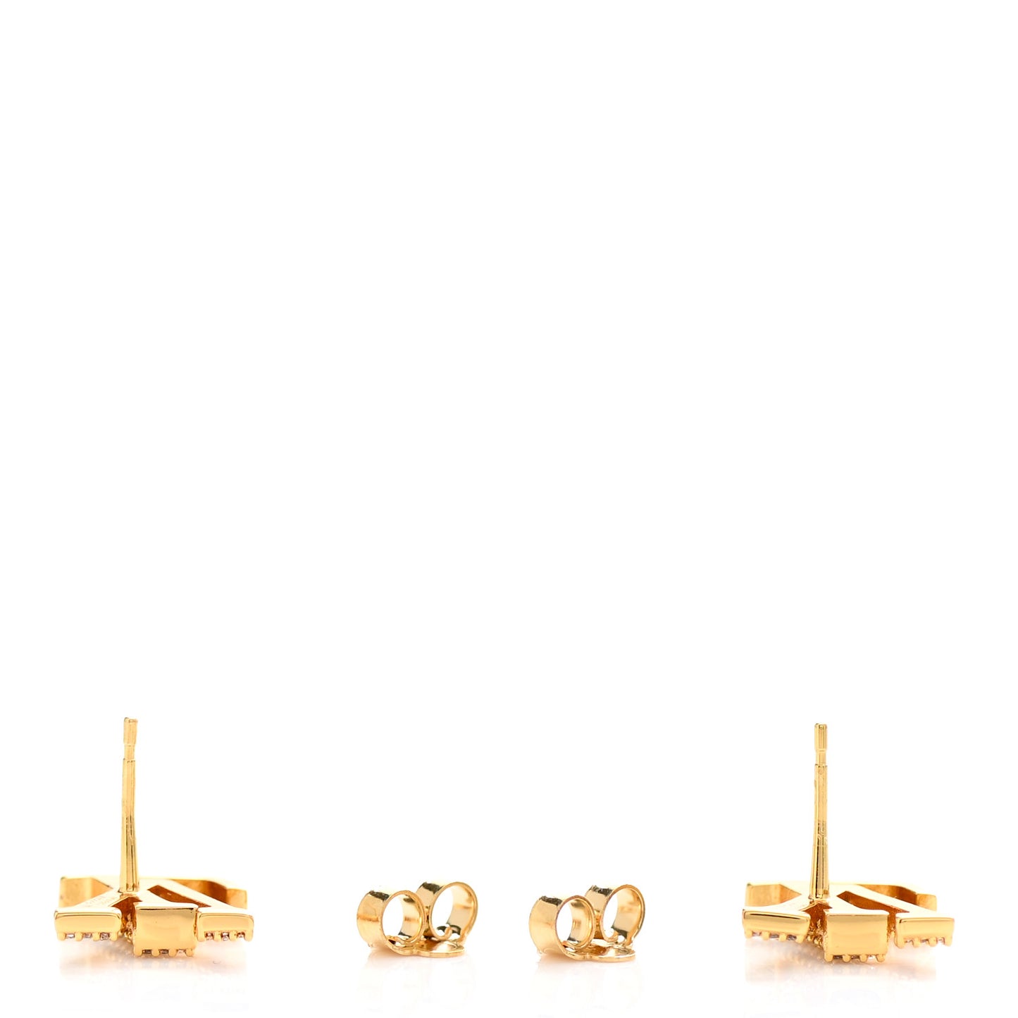 Metal Crystal LV Iconic Earrings Gold
