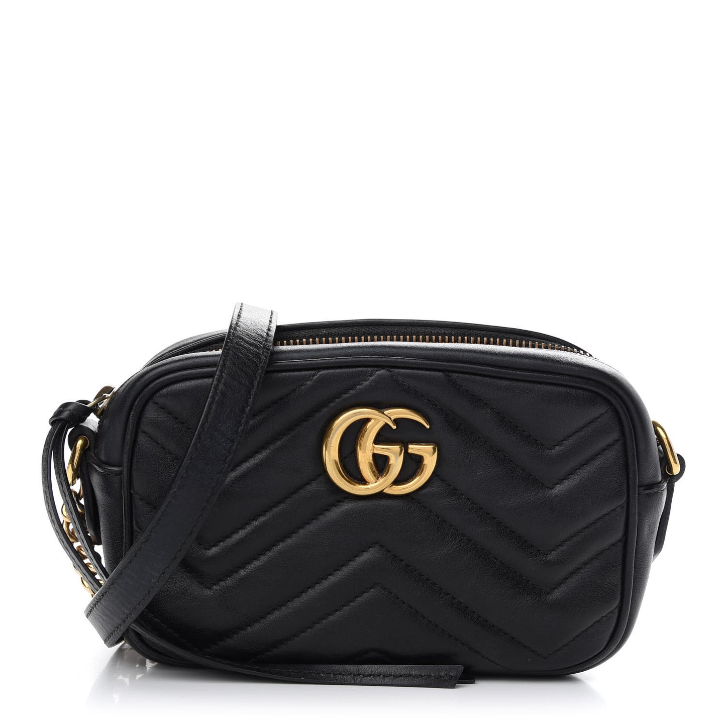 Calfskin Matelasse Mini GG Marmont Chain Shoulder Bag Black