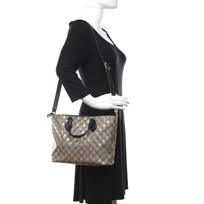 Gucci Soft GG Supreme Monogram Bees Small Crossbody Tote Beige Oro Black 2 of 10