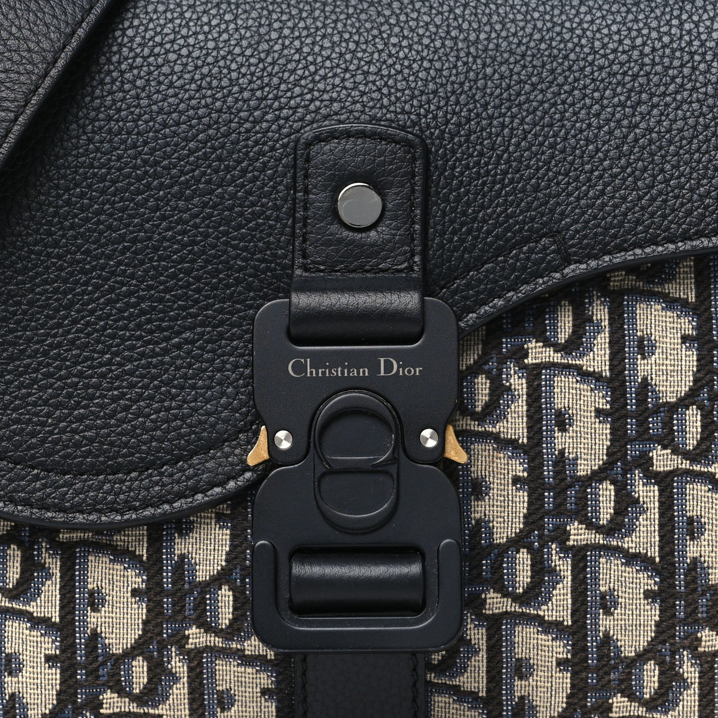 Oblique Jacquard Grained Calfskin Small Saddle Messenger Bag