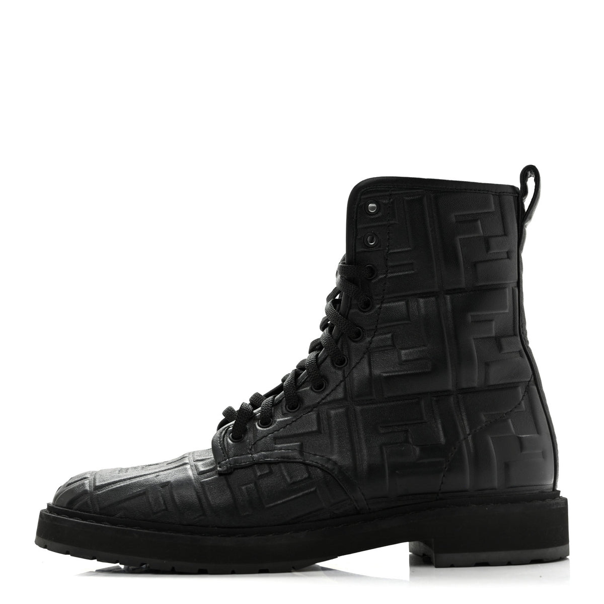 Nappa FF Embossed Womens Biker Boots 38.5 Black