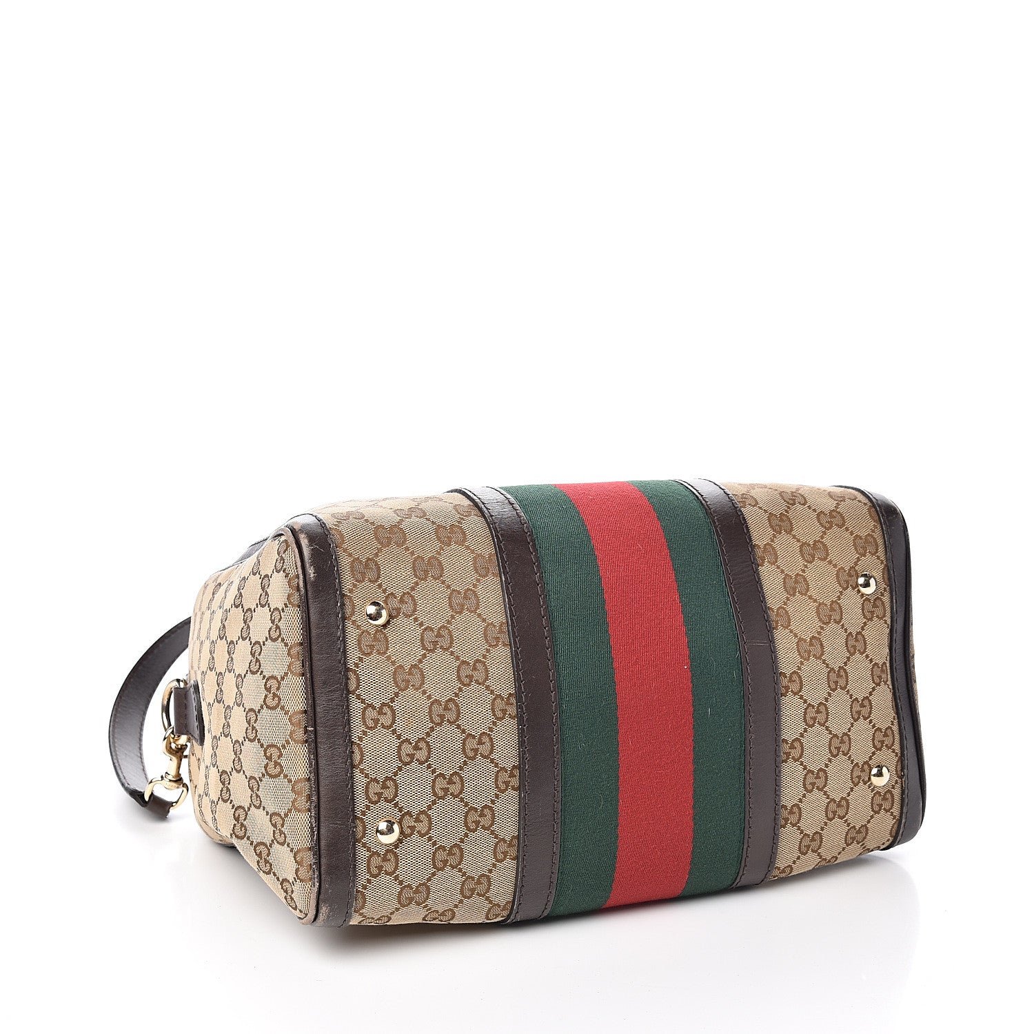 Gucci Monogram Vintage Web Medium Boston Dark Brown 3 of 13