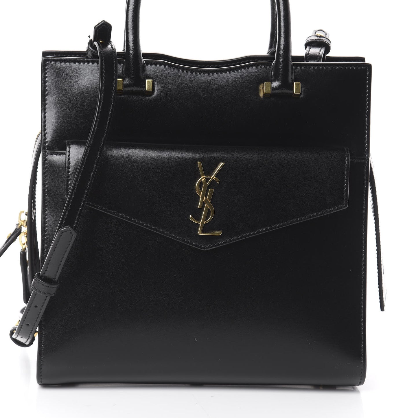 Shiny Calfskin Small Uptown Tote Black