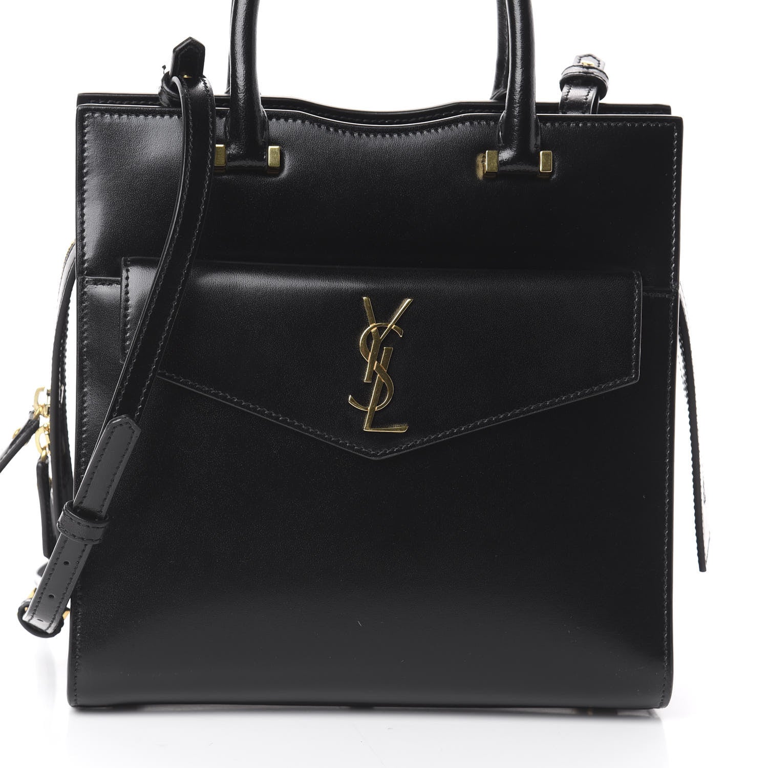 Saint Laurent Shiny Calfskin Small Uptown Tote Black 6 of 8