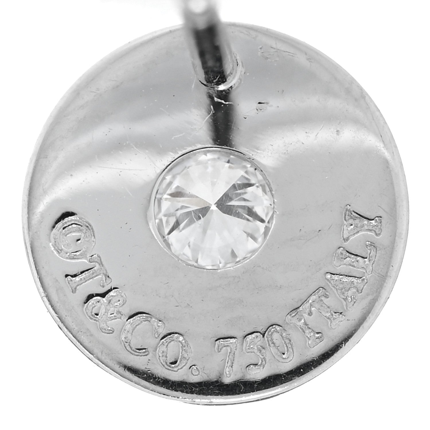 Tiffany 18K White Gold Diamond 1837 Circle Earrings 4 of 4