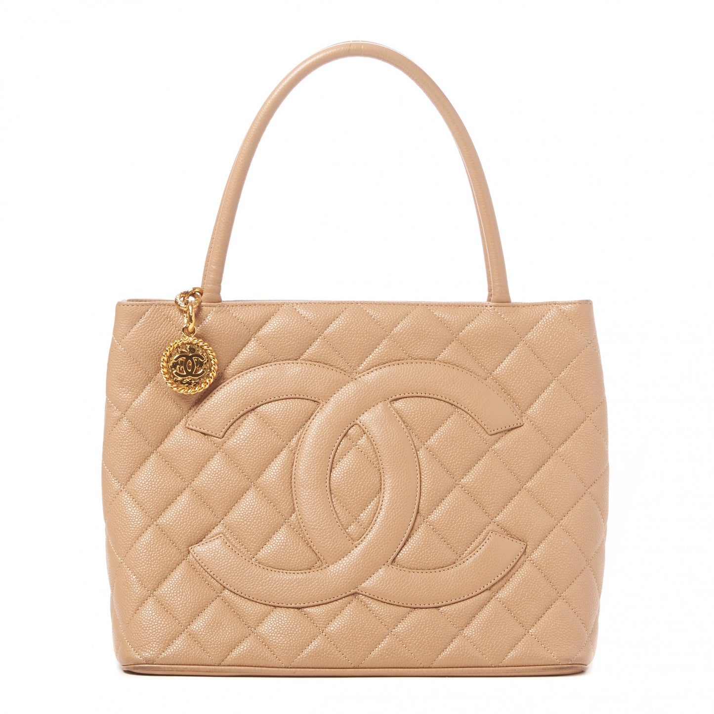 Caviar Quilted Medallion Tote Beige