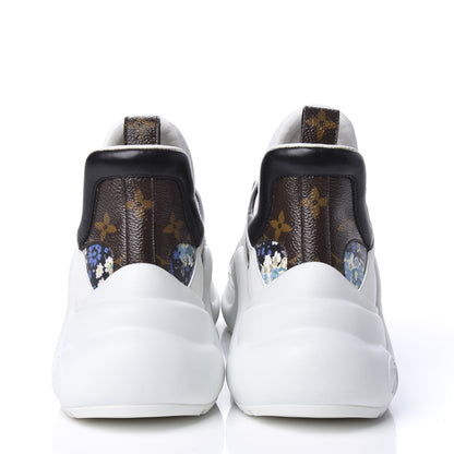 Louis Vuitton Flower Printed Calfskin Monogram LV Archlight Sneakers 39.5 Black Blue 6 of 11