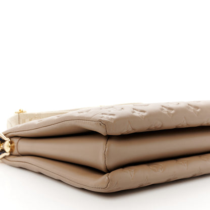 Louis Vuitton Lambskin Embossed Monogram Coussin MM Taupe 10 of 12
