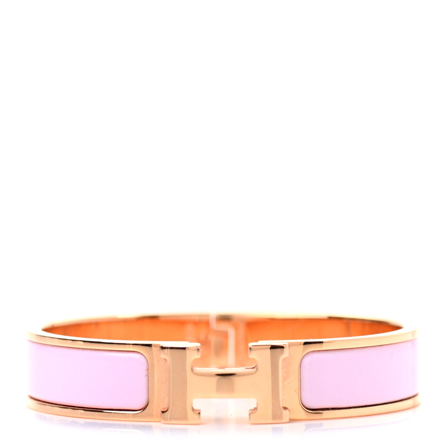 Hermes Enamel Narrow Clic Clac H Bracelet PM Rose Dragee 1 of 4