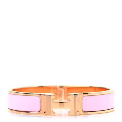 Hermes Enamel Narrow Clic Clac H Bracelet PM Rose Dragee 1 of 4