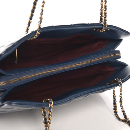 Chanel Patent Goatskin Quilted Small CC Eyelet Tote Blue 5 of 7