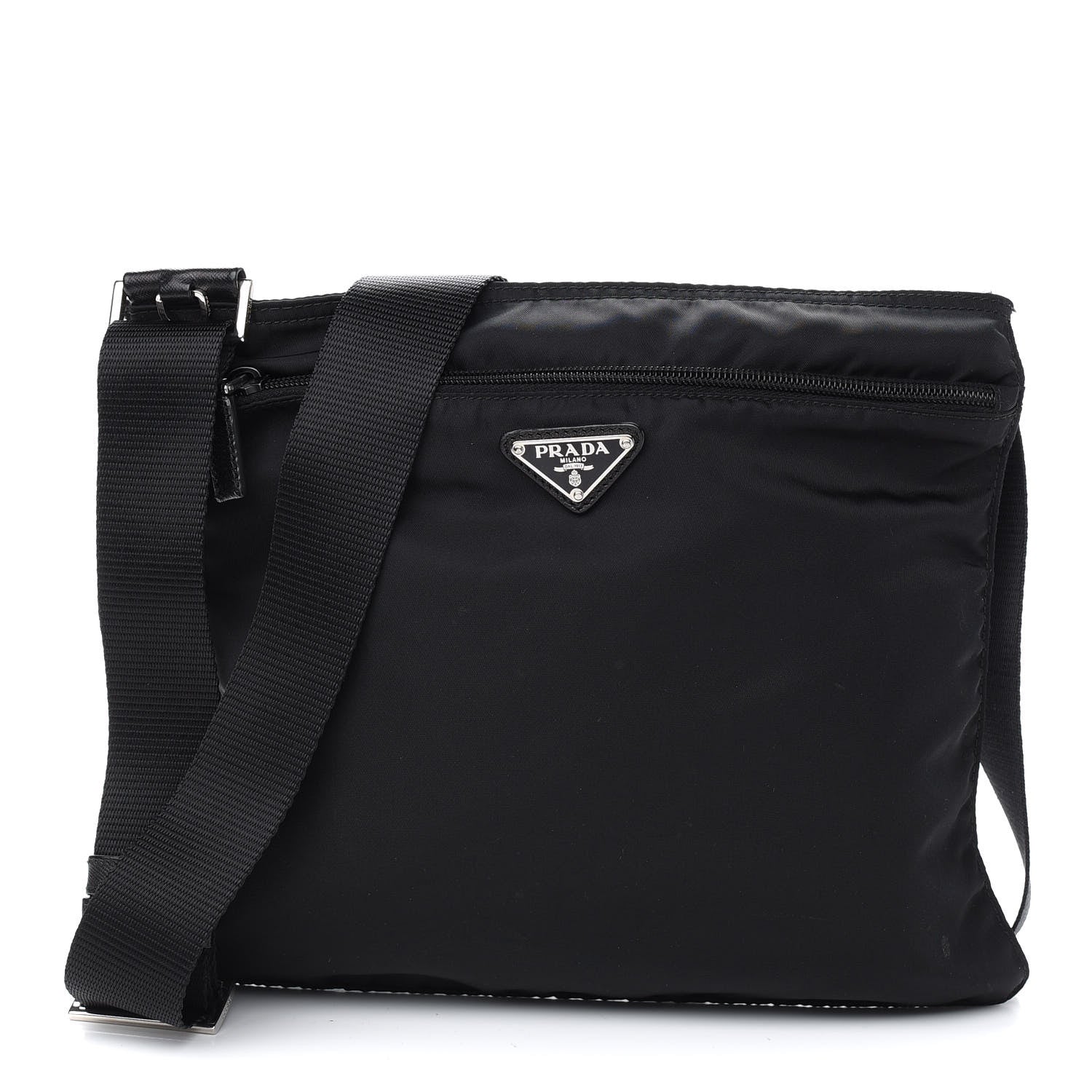 Prada Nylon Saffiano Flat Messenger Bag Black 1 of 9