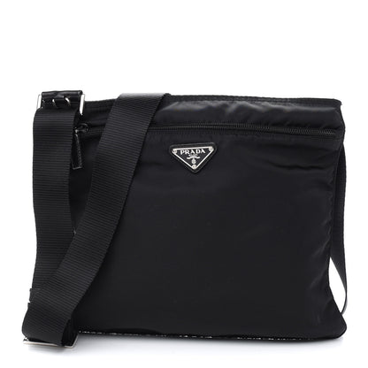 Prada Nylon Saffiano Flat Messenger Bag Black 1 of 9