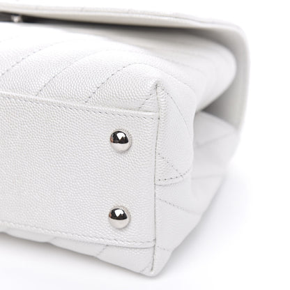 Chanel Iridescent Caviar Chevron Quilted Mini Coco Handle Flap White 11 of 12