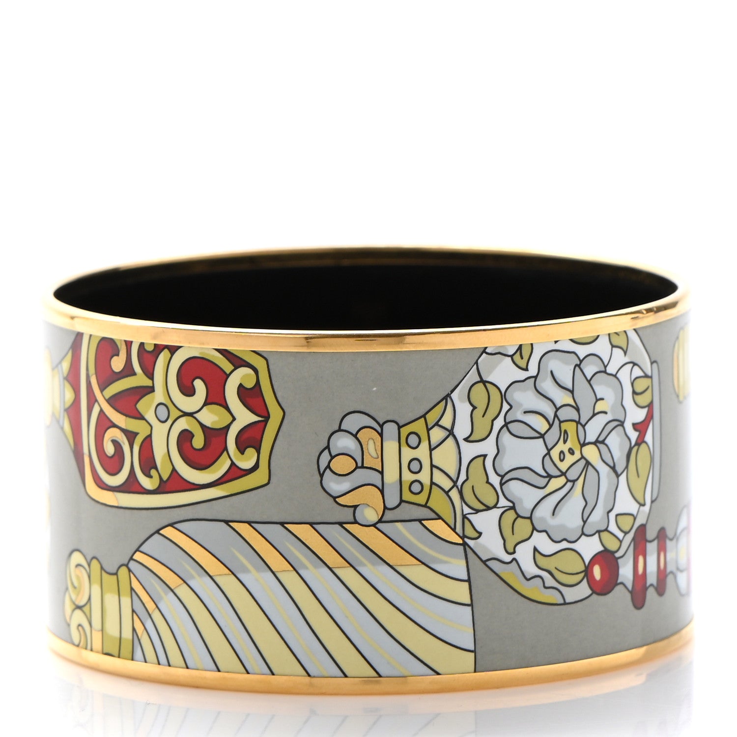 Hermes Enamel Printed Qu' Importe Le Falcon Extra Wide Bracelet 70 3 of 5