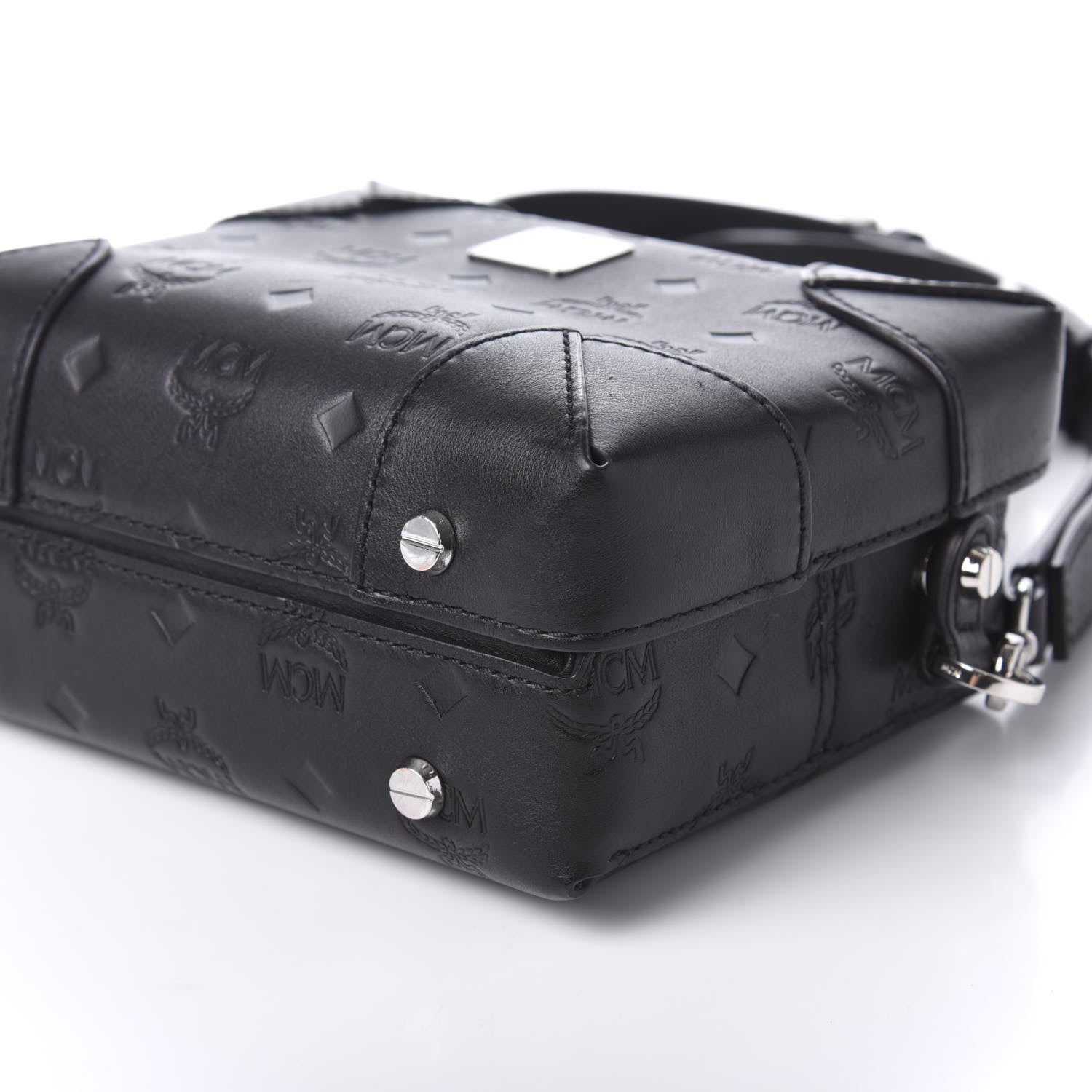 MCM Calfskin Ottomar Monogram Small Berlin Crossbody Black 7 of 9