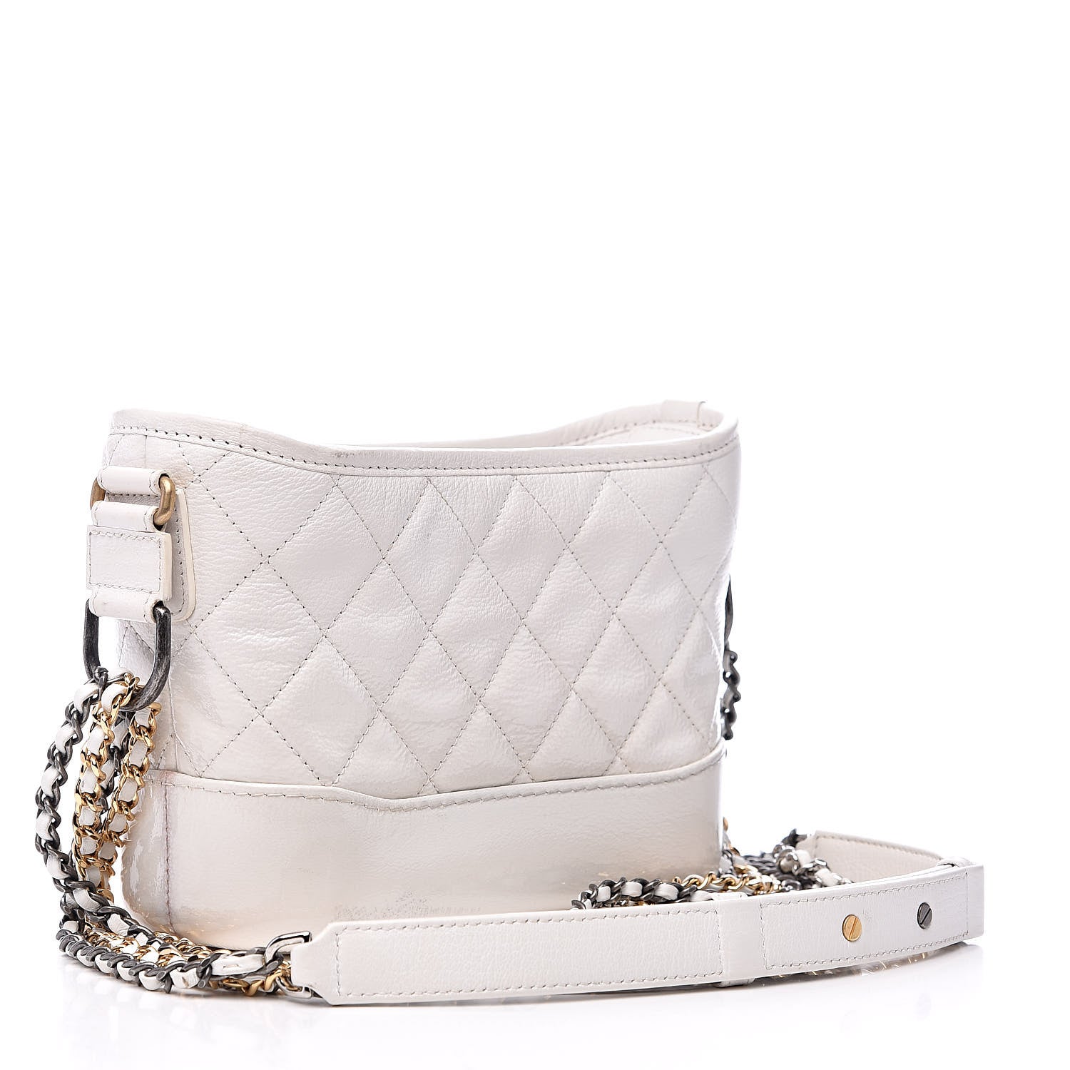 Chanel Patent Goatskin Quilted Small Gabrielle Hobo White 3 of 13