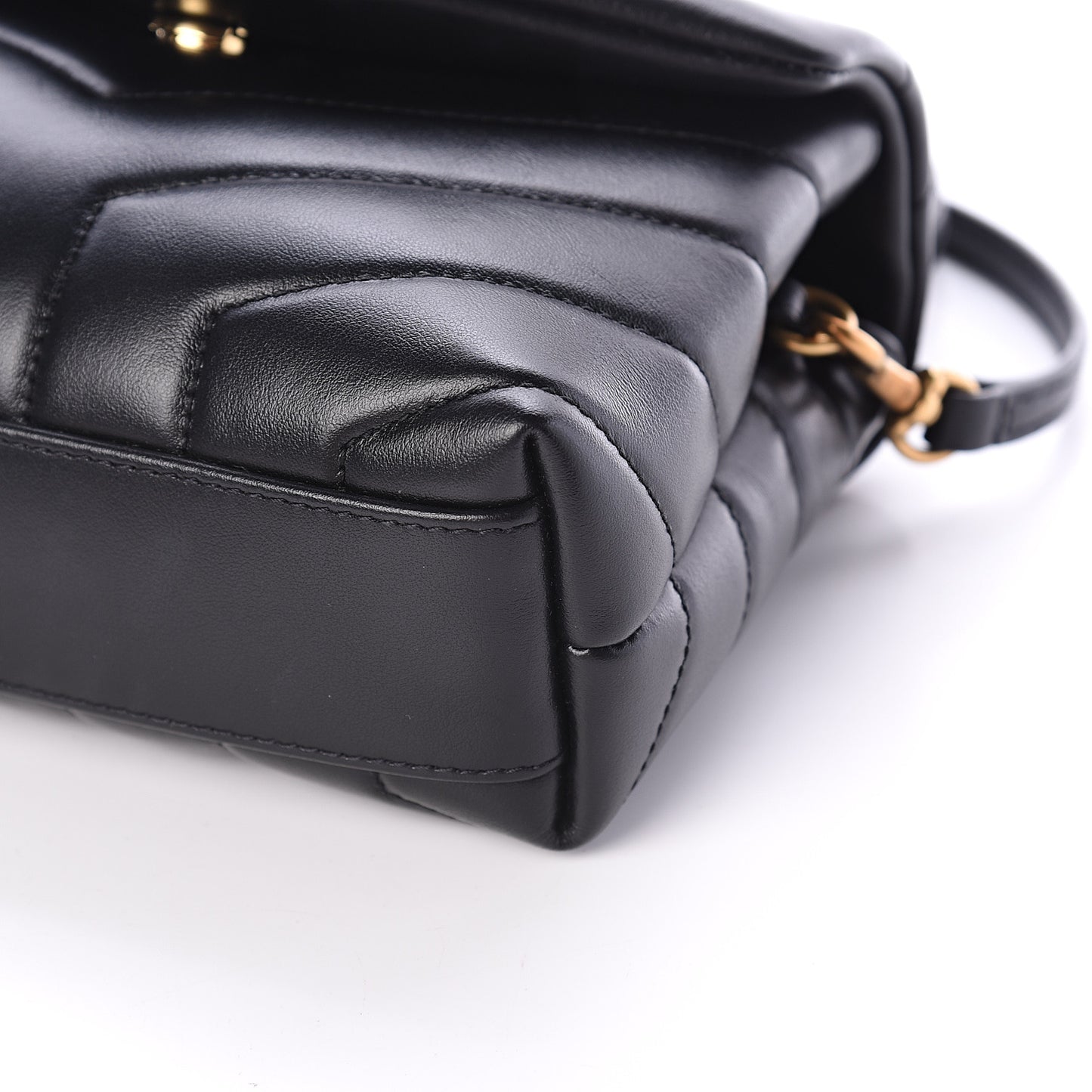 Calfskin Y Quilted Monogram Toy Loulou Crossbody Bag Black