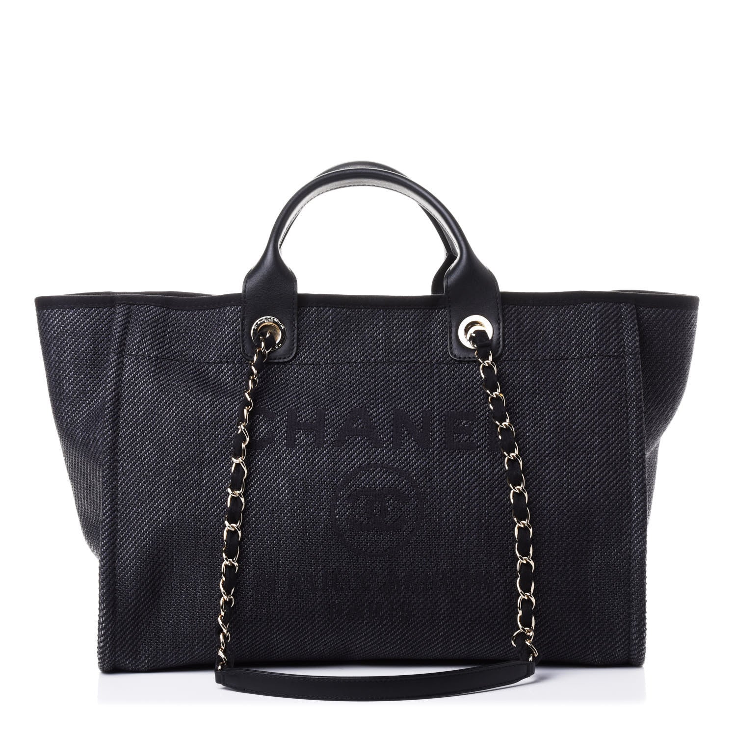 Chanel Canvas Medium Deauville Tote Navy Blue 1 of 4