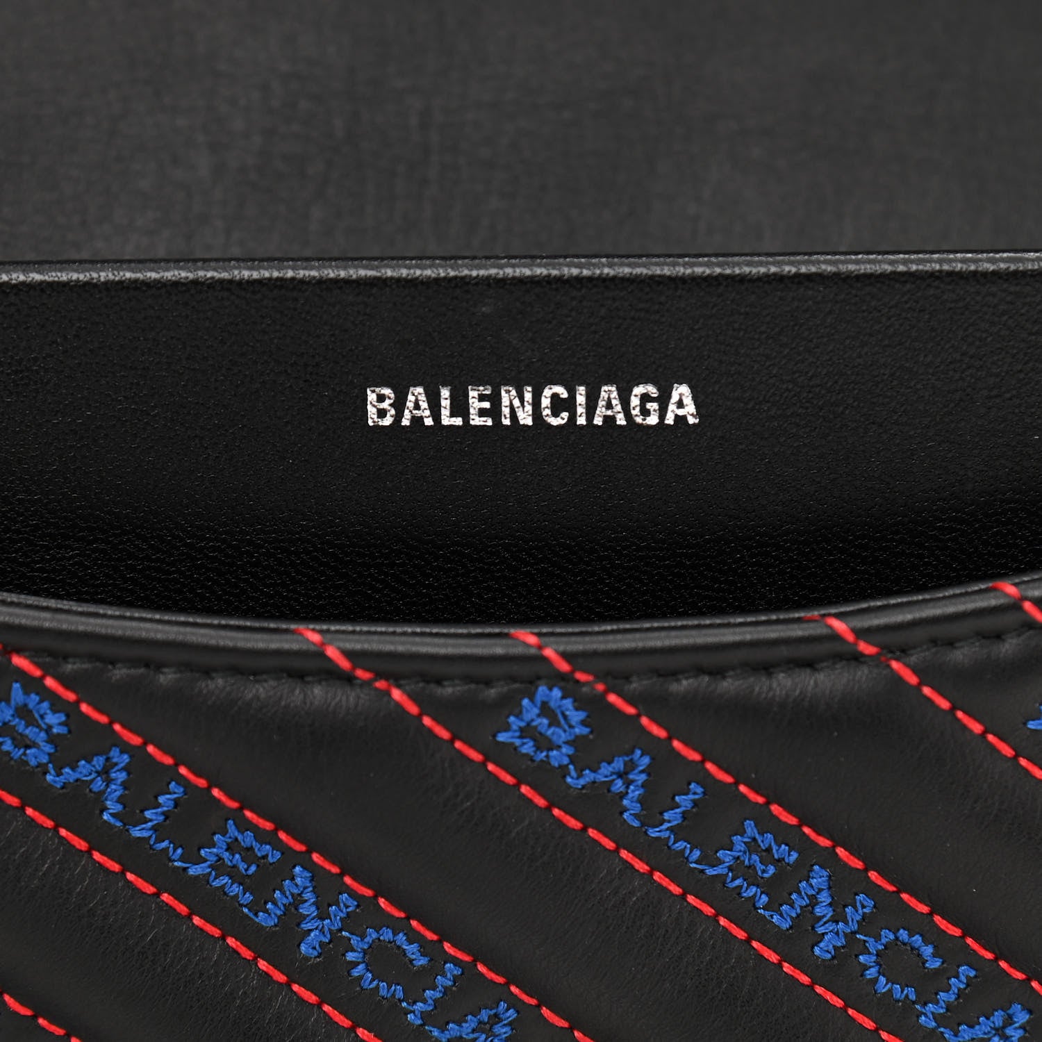Balenciaga Calfskin Charms Logo Matelasse M BB Round Shoulder Bag Black Blue 5 of 9