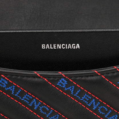 Balenciaga Calfskin Charms Logo Matelasse M BB Round Shoulder Bag Black Blue 5 of 9