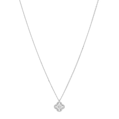 Van Cleef & Arpels 18K White Gold Diamond Sweet Alhambra Pendant Necklace 1 of 4